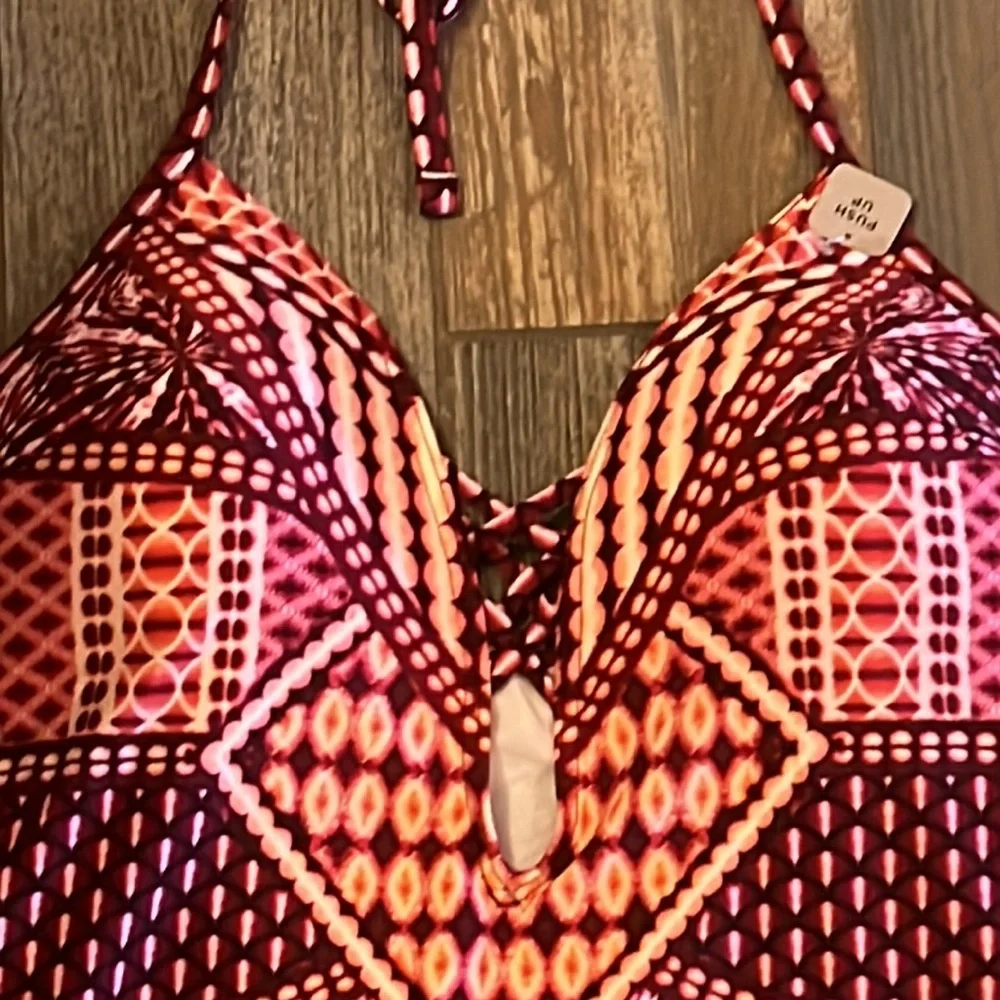 NWT Kenneth Cole Push Up Tummy Toner Tankini Swim Top M Medium Shape Enhancing - Picture 5 of 14